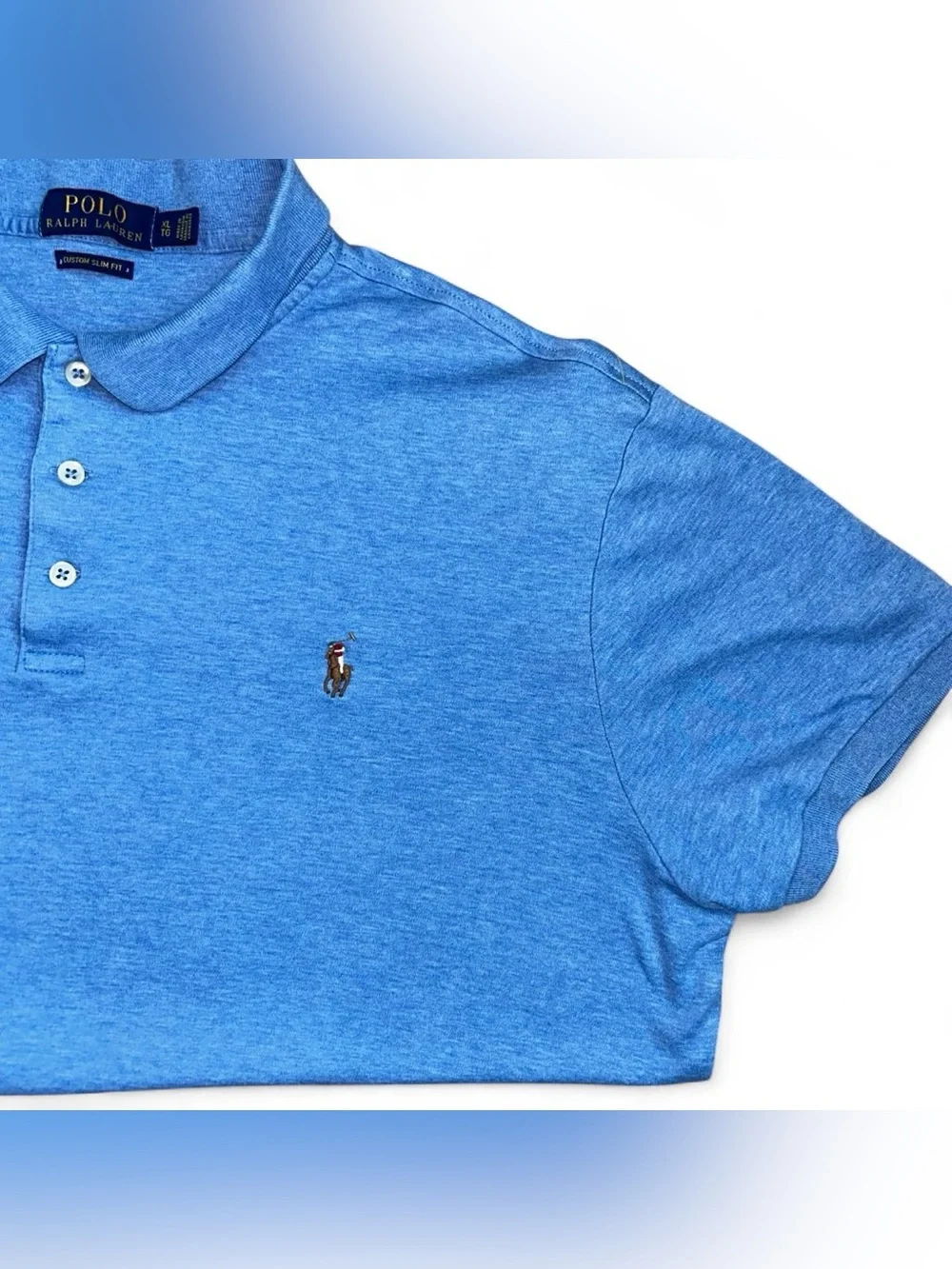 Polo by Ralph Lauren Men’s Bright Blue Classic Polo Shirt-Slim Fit XL